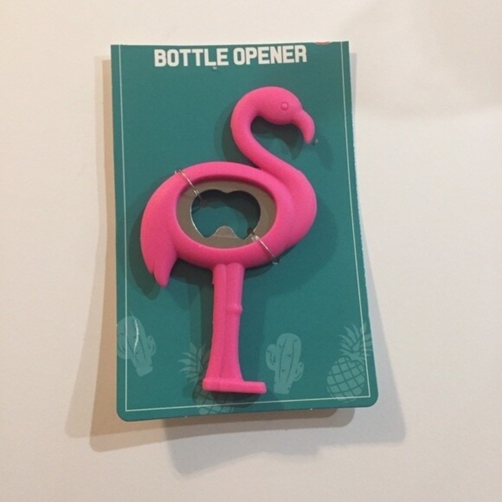 NEW Hot Pink Silicone/Stainless FLAMINGO Bottle Opener Party favor Great Gift!